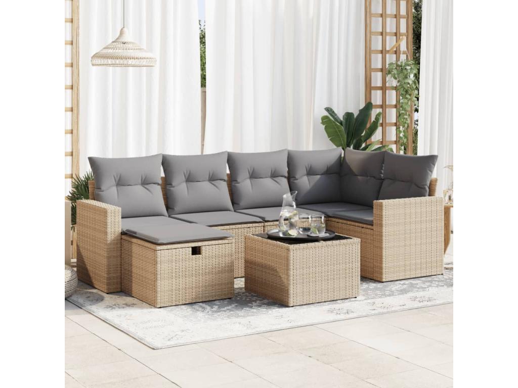 Beige Woven Resin Wicker Outdoor Furniture Set - dlz1766575419316
