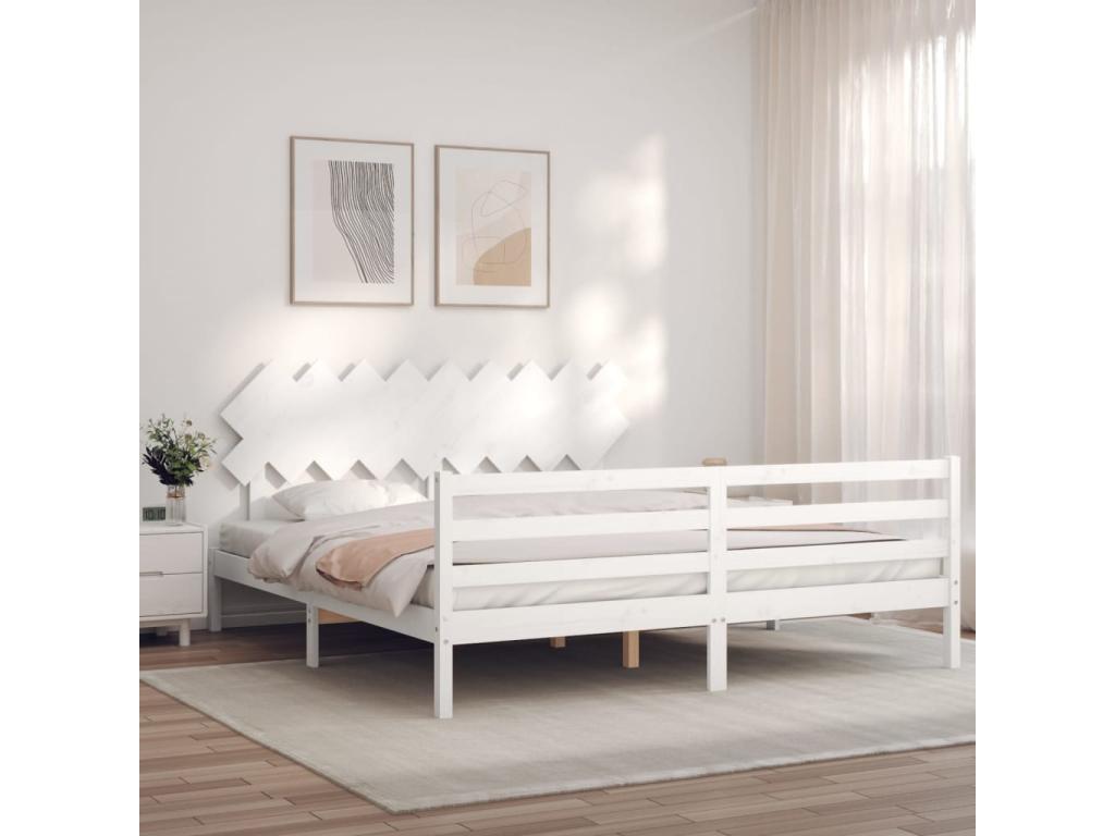 White Solid Wood Bed Frame