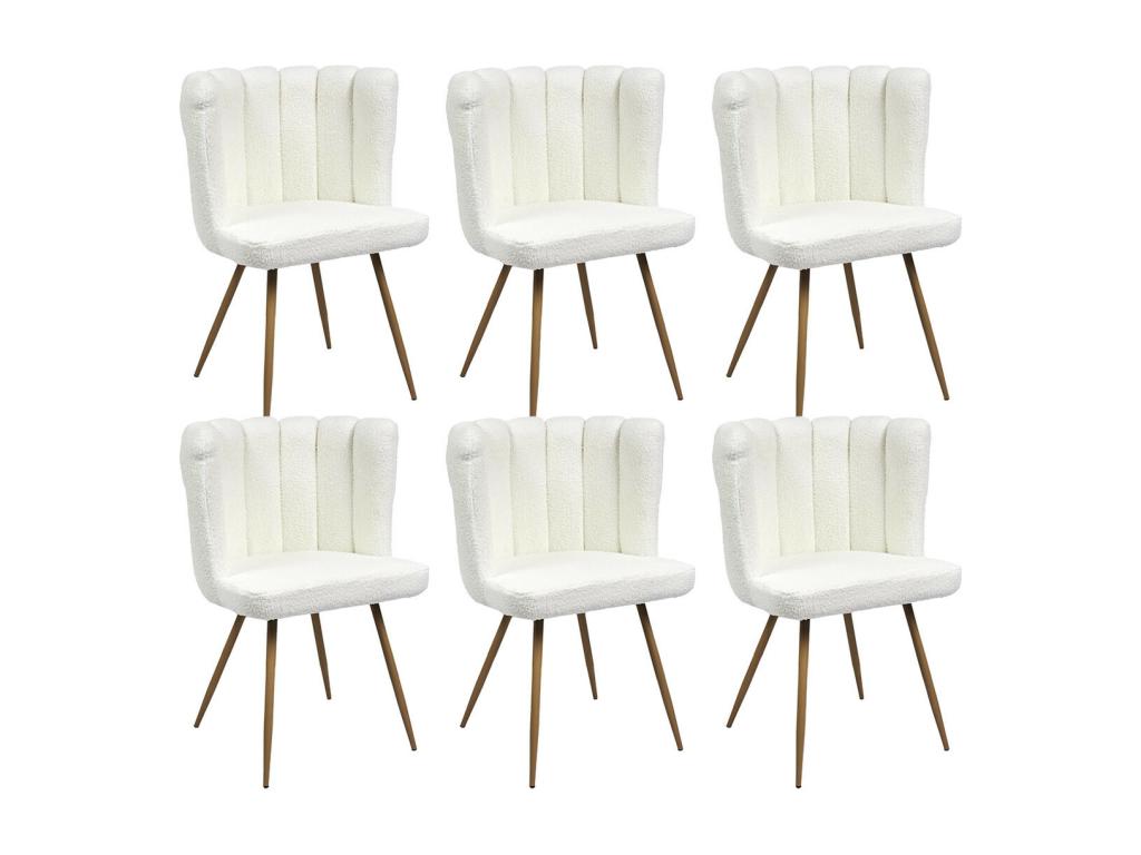 White Boucle Fabric Accent Chair