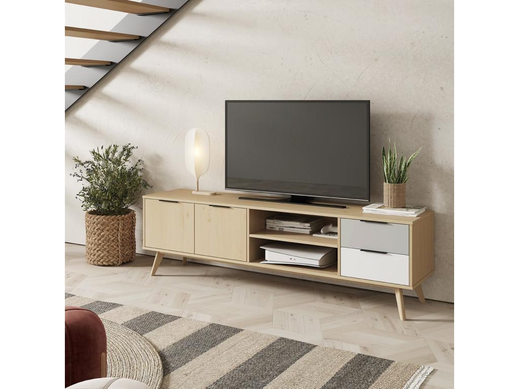 Natural Oak Wood TV Stand