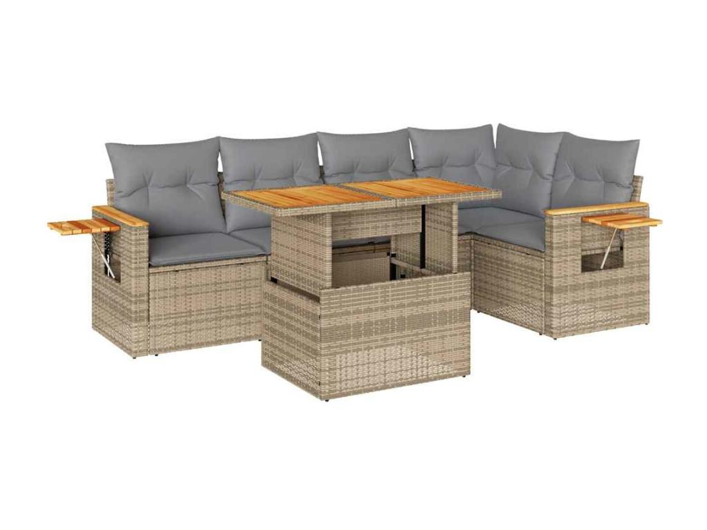 Beige Woven Resin Wicker Outdoor Furniture Set - dlz1766575106928