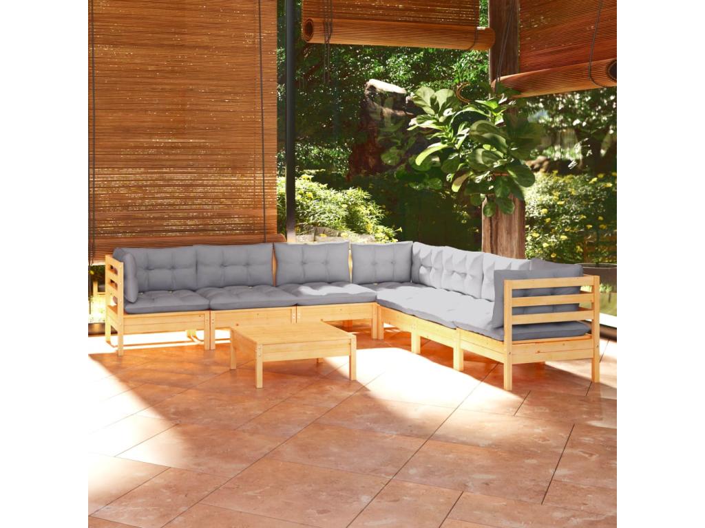 Gray Pine Wood Outdoor Furniture Set - dlz1766574947911