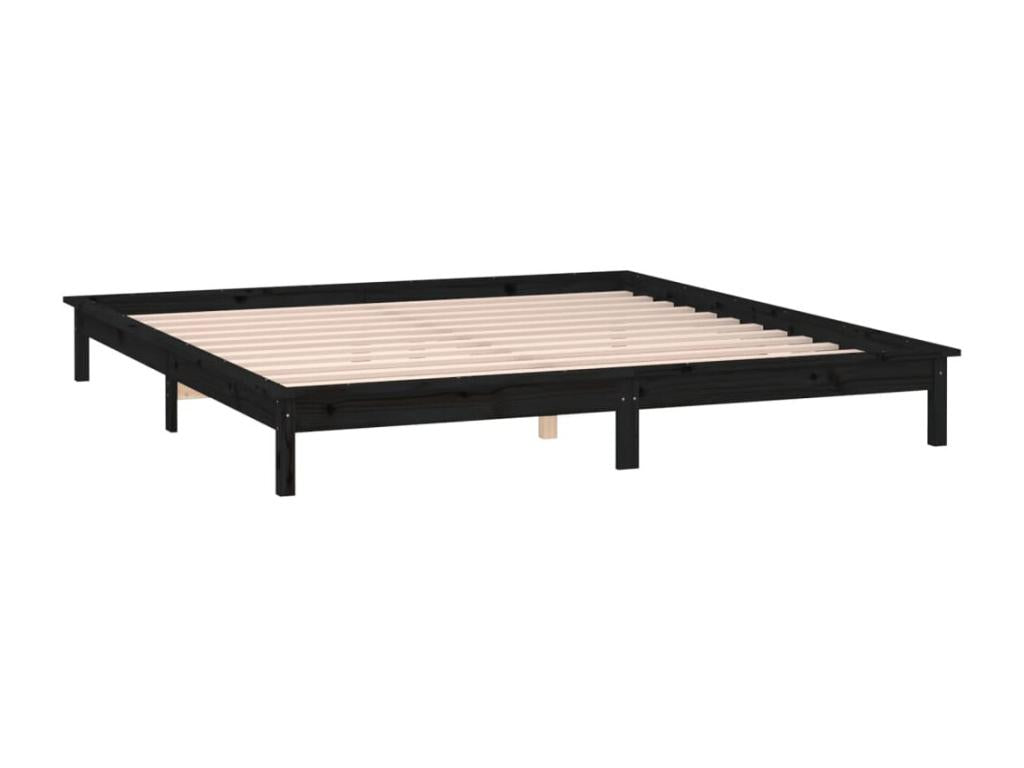 Black Solid Wood Bed Frame, 120 x 200 cm