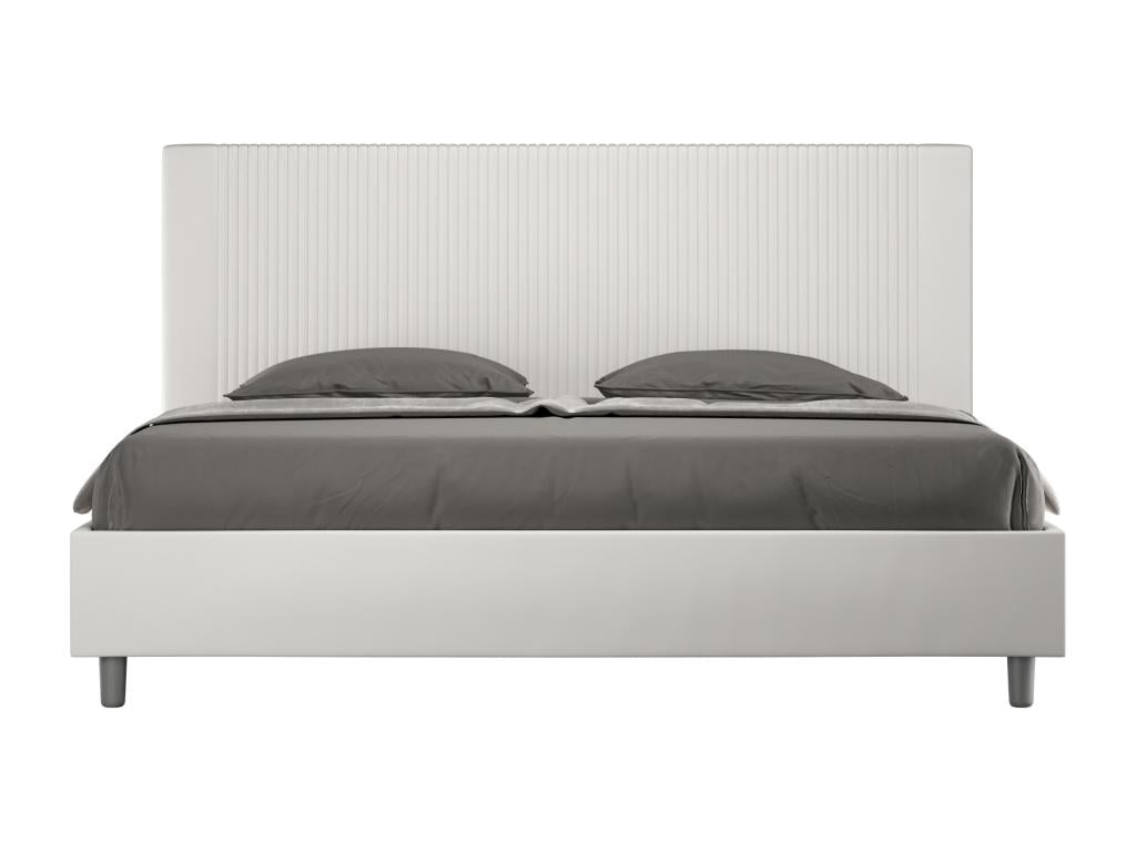 White Faux Leather Bed, 180 x 200 cm
