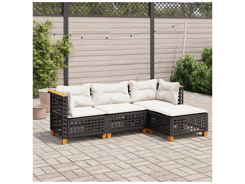 Black Woven Resin Wicker Outdoor Furniture Set - dlz1766575656620