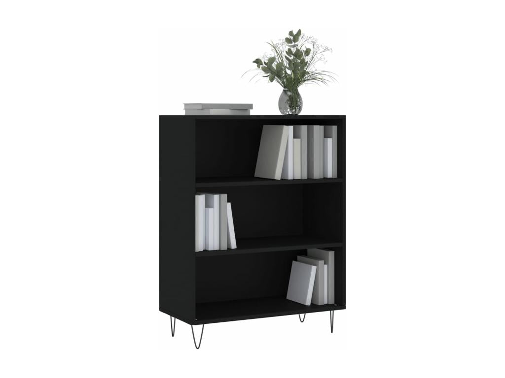 Black Engineered Wood Bookcase, 69.5 x 32.5 x 90 cm