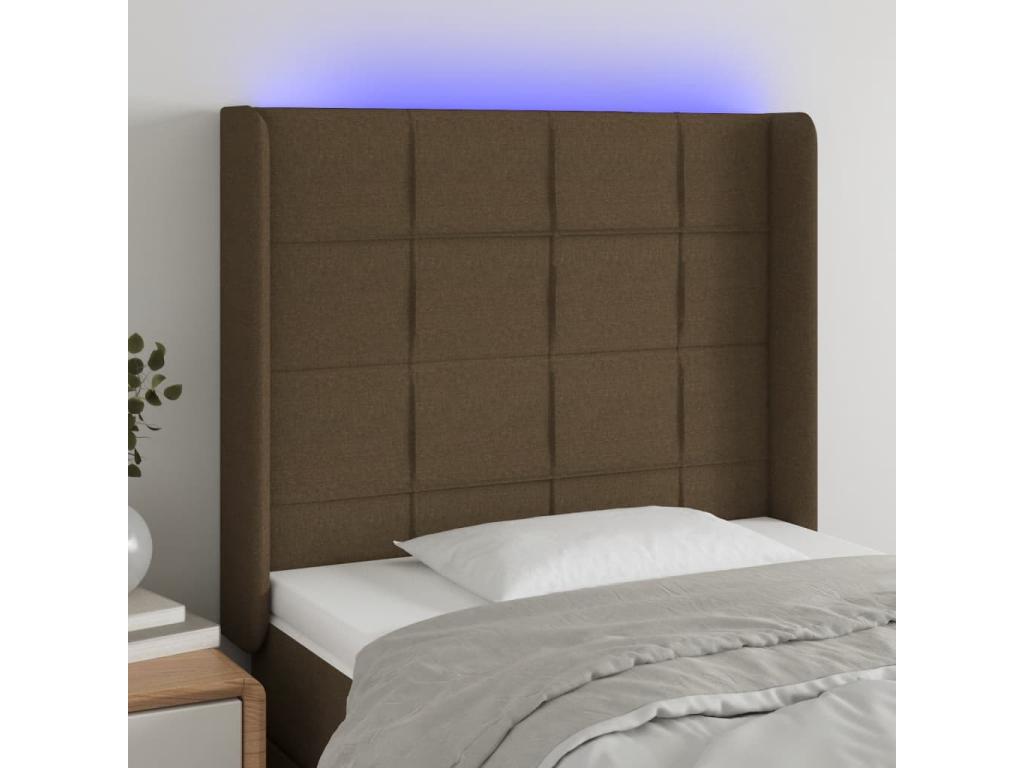 Brown Fabric Bed, 83 x 16 x 118 cm