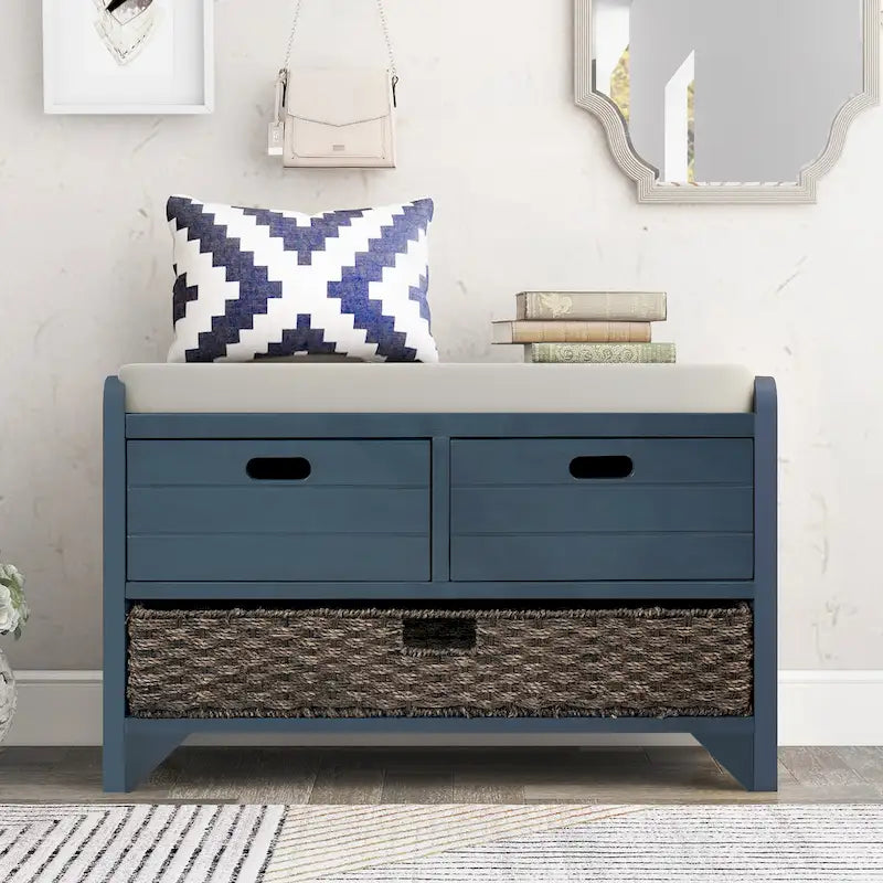Storage Bench with Removable Basket and 2 Drawers
