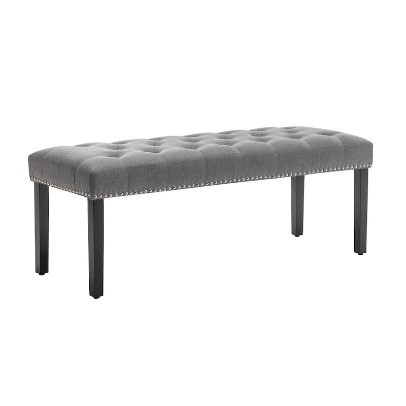 Porthos Home Gil Fabric Upholstered Accent Bench with Rubberwood Legs