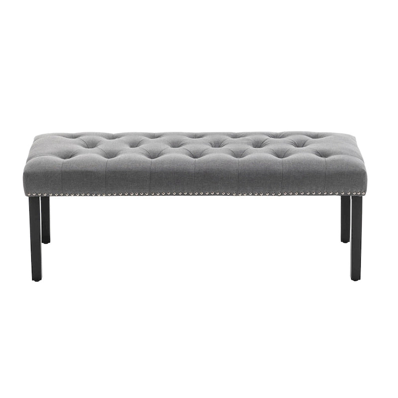 Porthos Home Gil Fabric Upholstered Accent Bench with Rubberwood Legs