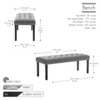 Porthos Home Gil Fabric Upholstered Accent Bench with Rubberwood Legs