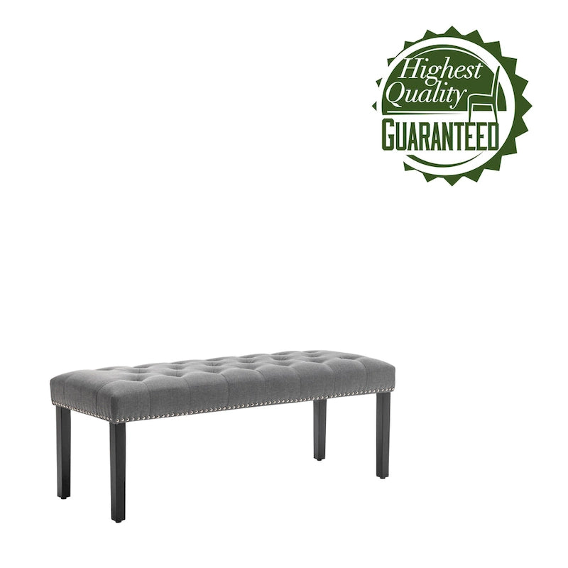 Porthos Home Gil Fabric Upholstered Accent Bench with Rubberwood Legs