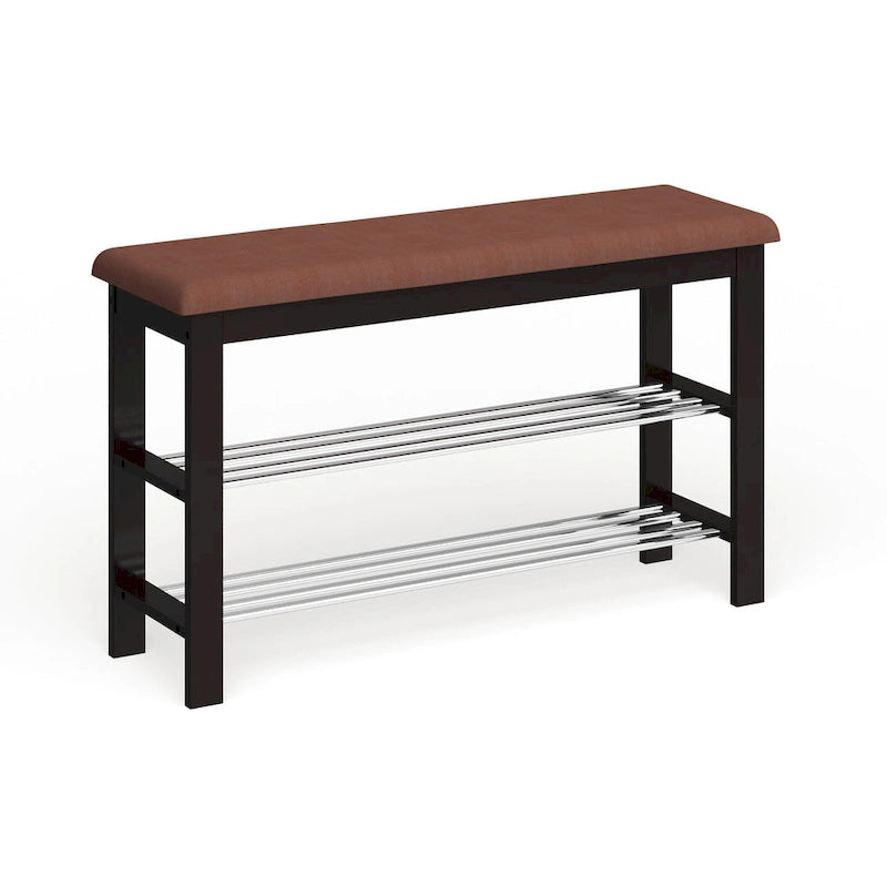 Porch & Den Champa Metal and Wood Shoe Rack Bench