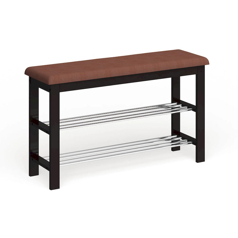 Porch & Den Champa Metal and Wood Shoe Rack Bench