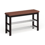 Porch & Den Champa Metal and Wood Shoe Rack Bench