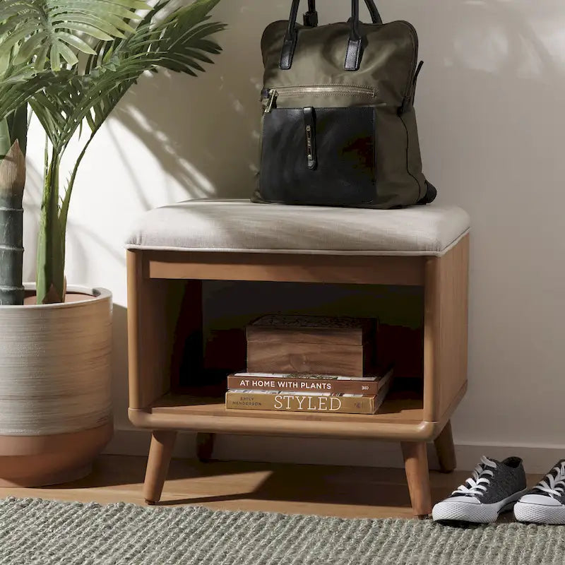 SAFAVIEH Home Collection Solo Open Shelf Bench W/ Cushion - 20 W x 15 D x 18 H