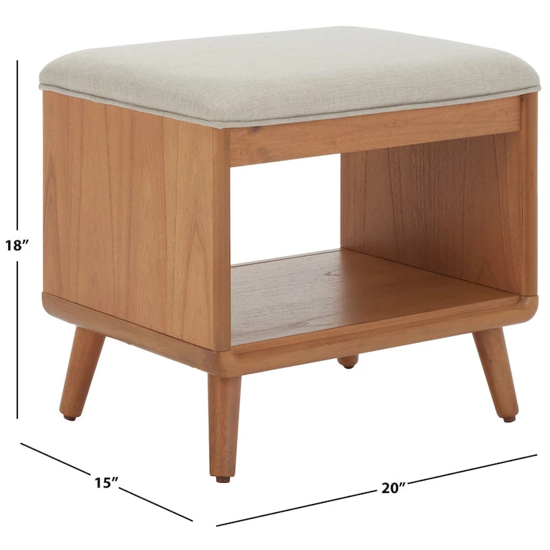 SAFAVIEH Home Collection Solo Open Shelf Bench W/ Cushion - 20 W x 15 D x 18 H