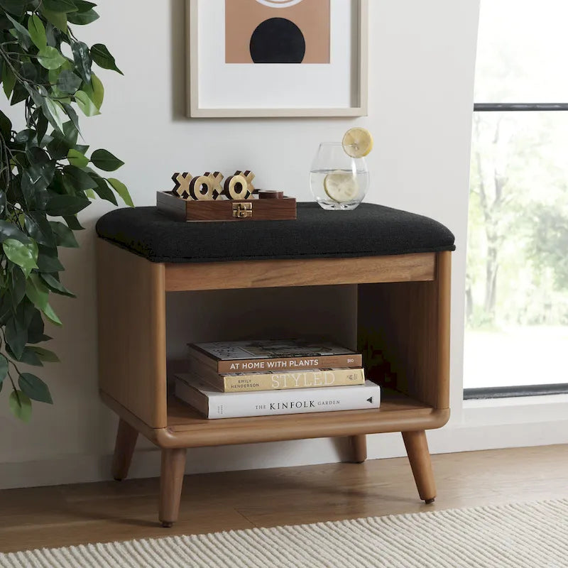 SAFAVIEH Home Collection Solo Open Shelf Bench W/ Cushion - 20 W x 15 D x 18 H