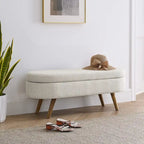 Ottoman Oval Storage Bench Rubber Wood Legs - 43.5Lx16Wx16H