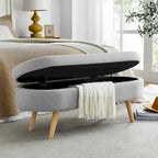 Ottoman Oval Storage Bench Rubber Wood Legs - 43.5Lx16Wx16H