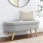 Ottoman Oval Storage Bench Rubber Wood Legs - 43.5Lx16Wx16H