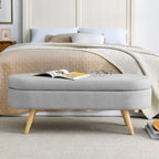 Ottoman Oval Storage Bench Rubber Wood Legs - 43.5Lx16Wx16H