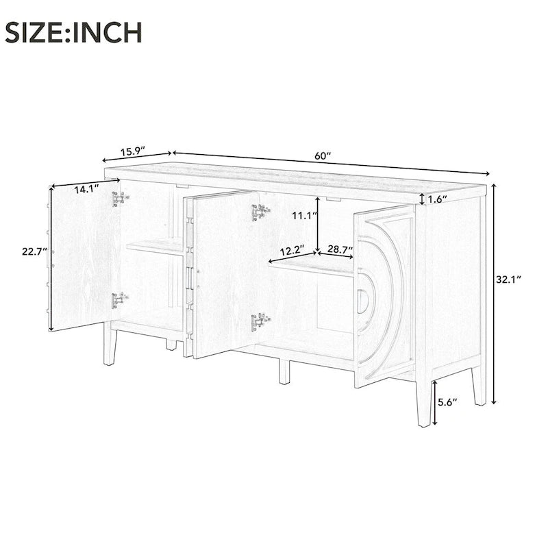 Retro Sideboarddoor with Circular Groove Design Round Metal Door Handle
