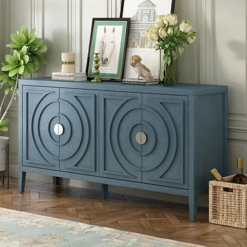 Retro Sideboarddoor with Circular Groove Design Round Metal Door Handle