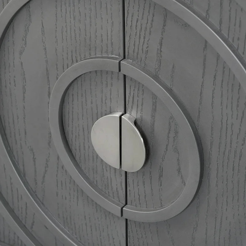 Retro Sideboarddoor with Circular Groove Design Round Metal Door Handle