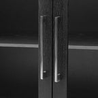 Wood Storage Cabinet with Three tempered glass doors and Adjustable Shelf,Suitable for living room, study and entrance