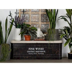 Metal Storage Bench with Cream Burlap Top and Champagne Typography - Brown - Roche River Decor - 16W x 48L x 17H