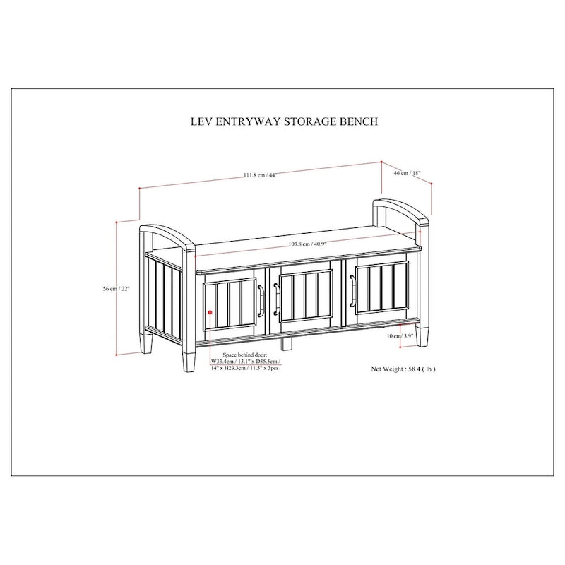 WYNDENHALL Rowan SOLID WOOD 44 inch Wide Transitional Entryway Storage Bench in Smoky Brown - 18d x 44 w x 22h
