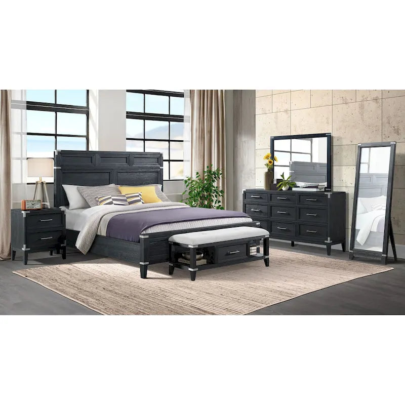 Laguna Bedroom 52 Wide Bench with Drawer, Weathered Steel