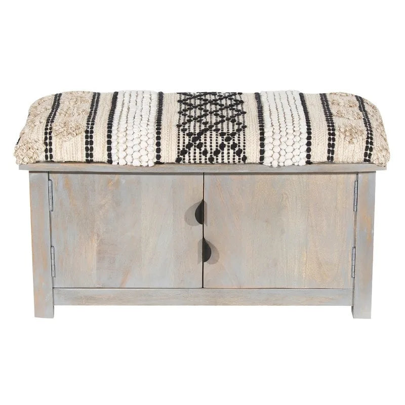 HERAT ORIENTAL Handmade Cotton Upholstered Cabinet Doors Storage Bench - 14x17x30
