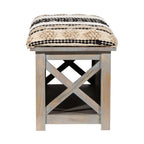 HERAT ORIENTAL Handmade Cotton Upholstered Cabinet Doors Storage Bench - 14x17x30