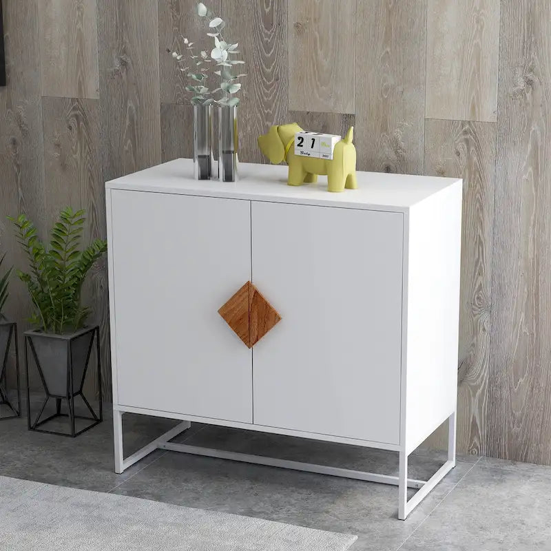 MDF square shape handle 2 doors sideboard
