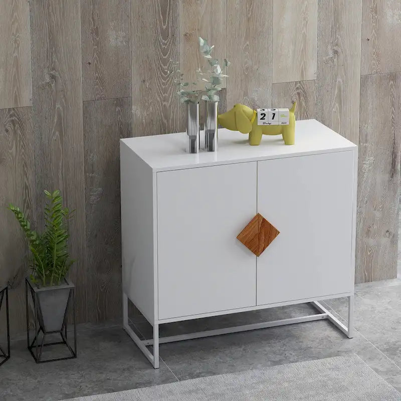 MDF square shape handle 2 doors sideboard
