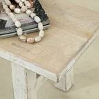Artissance Small Amalfi Old Pine Wood Bench, 47 Inch Long, Antique Off White Finish