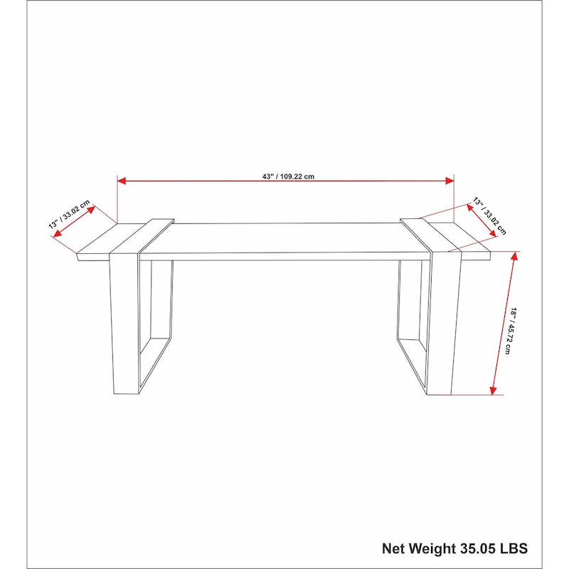 WYNDENHALL Marta SOLID MANGO WOOD 42 inch Wide Industrial Contemporary Bench in Natural - 42 Inches wide