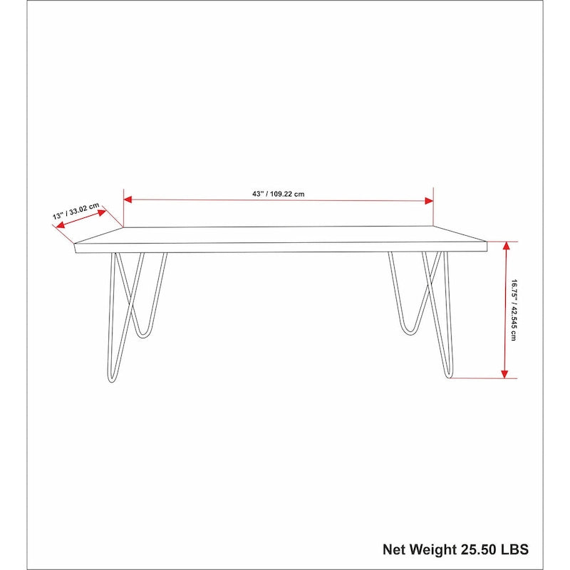 WYNDENHALL Emanuel SOLID MANGO WOOD 42 inch Wide Industrial Contemporary Bench in Natural - 12.8 d x 42.3 w x 16.7 h