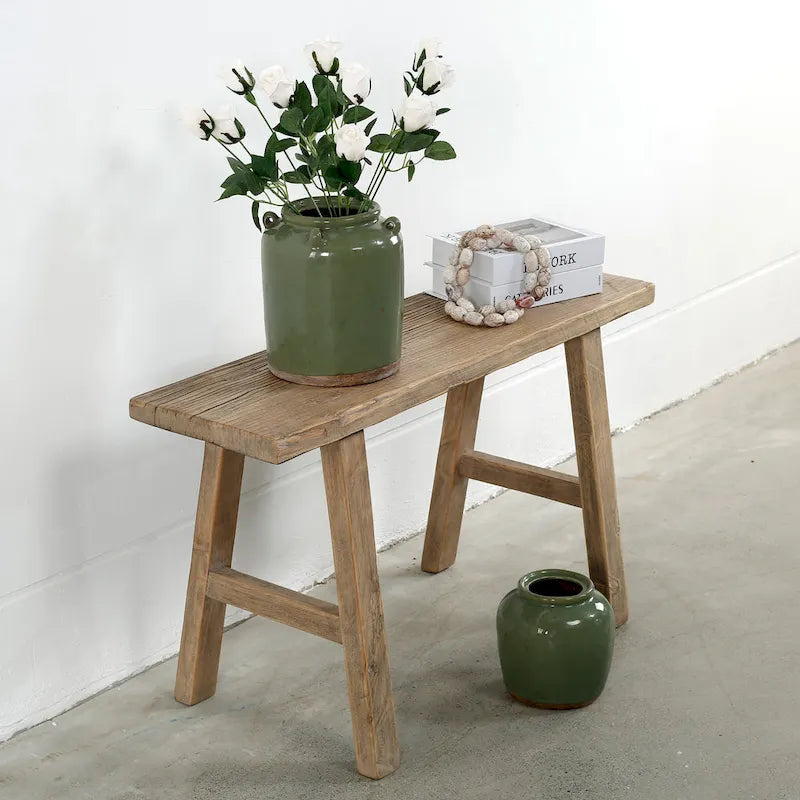 Artissance 35 Long 10 Wide Elmwood Bench, Natural Wood - 8' x 11'