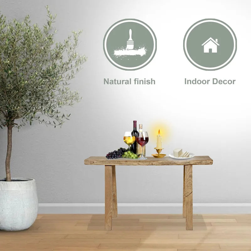 Artissance 35 Long 10 Wide Elmwood Bench, Natural Wood - 8' x 11'