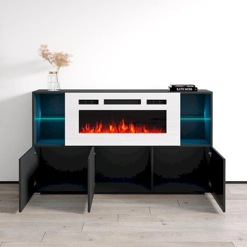 Komi WH03 63-inch Modern Electric Fireplace Sideboard