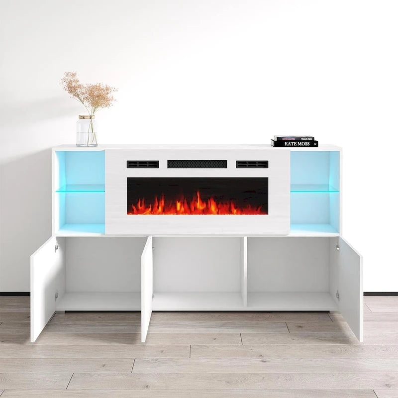 Komi WH03 63-inch Modern Electric Fireplace Sideboard