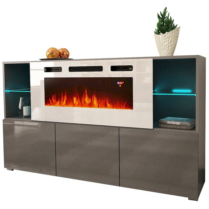 Komi WH03 63-inch Modern Electric Fireplace Sideboard