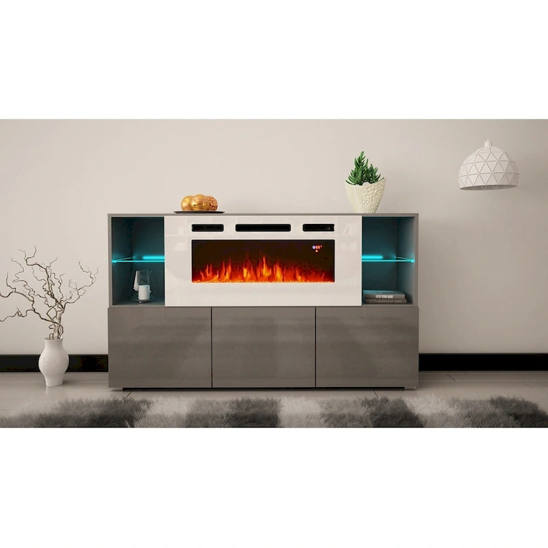 Komi WH03 63-inch Modern Electric Fireplace Sideboard