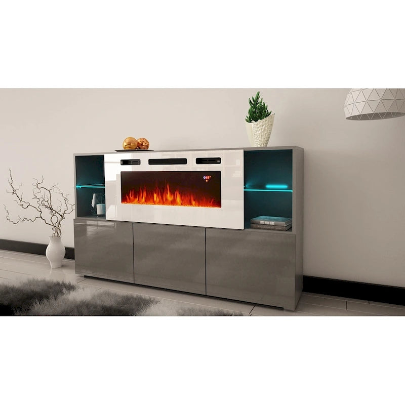 Komi WH03 63-inch Modern Electric Fireplace Sideboard