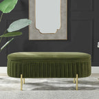 Chloe Modern Glam Performance Velvet Oval Tufted Storage Bench
