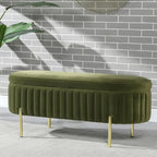 Chloe Modern Glam Performance Velvet Oval Tufted Storage Bench