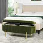 Chloe Modern Glam Performance Velvet Oval Tufted Storage Bench